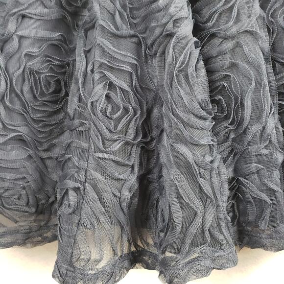 Trixxi Size 5 High Neck Fit & Flare Mini Dress Navy Textured Floral Rhinestone - Picture 2 of 11